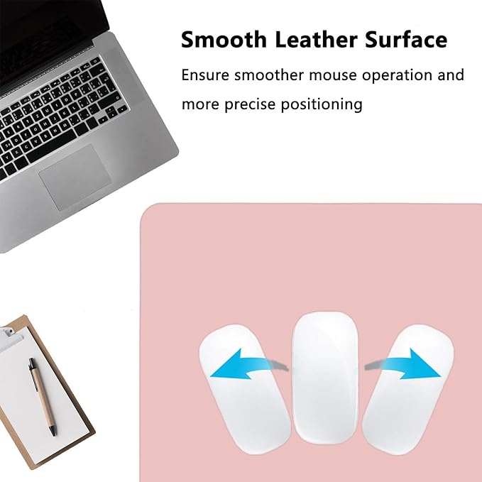 PU Leather Desk Pad Protector Gaming Mouse Pad Non Slip Desk Mat for Keyboard and Mouse Waterproof Desk Writing Pad for Office and Home Desk Accessories(Pink, 47.2 * 17.7)