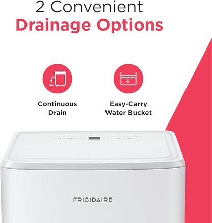 Frigidaire 50-Pint Portable Dehumidifier with Wi-Fi and Energy Star Certification for Medium/Large Rooms & Basements, Custom Humidity Control, Auto Shut Off, White