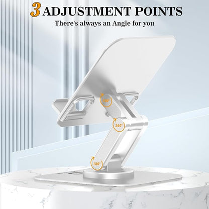 OCYCLONE for iPad Stand for Desk 360 Rotating Adjustable Portable Monitor Tablet Holder, White