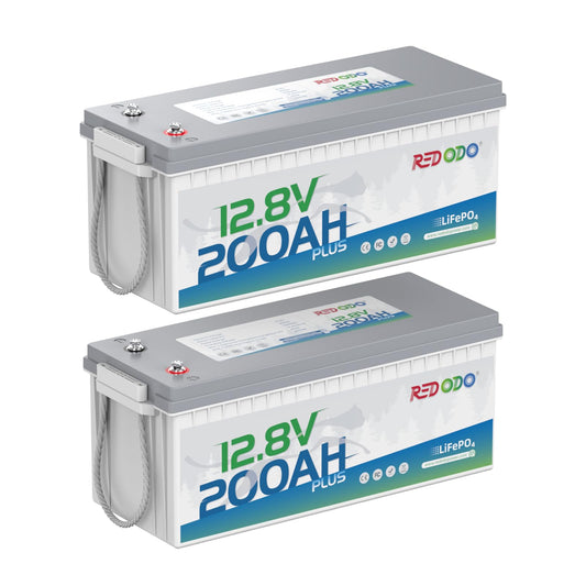 Redodo 12V 200Ah Plus Lithium LiFePO4 Battery (Pack 2), Max 2560W Power Output, 200A BMS Protection, 4000-15000 Deep Cycles,Perfect for Home Solar Storage, RV, Marine, etc