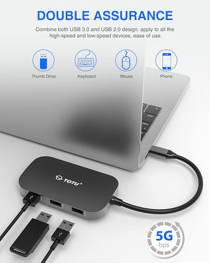USB C Hub, 9-in-1 Type C Hub with 4K USB C to HDMI, Ethernet Port, USB-C Power Delivery (PD) Port, 2 USB 3.0 Ports, USB 2.0 Port, SD/TF Card Reader, Compatible with MacBook Pro Air and Type C Laptops
