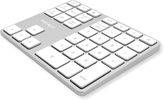 Macally Bluetooth Number Pad for Laptop - Rechargeable Wireless Numeric Keypad - Slim 35 Key Wireless Number Pad Keyboard for Data Entry, 10 Key Numpad Compatible with Mac, MacBook, iPad, PC, Windows