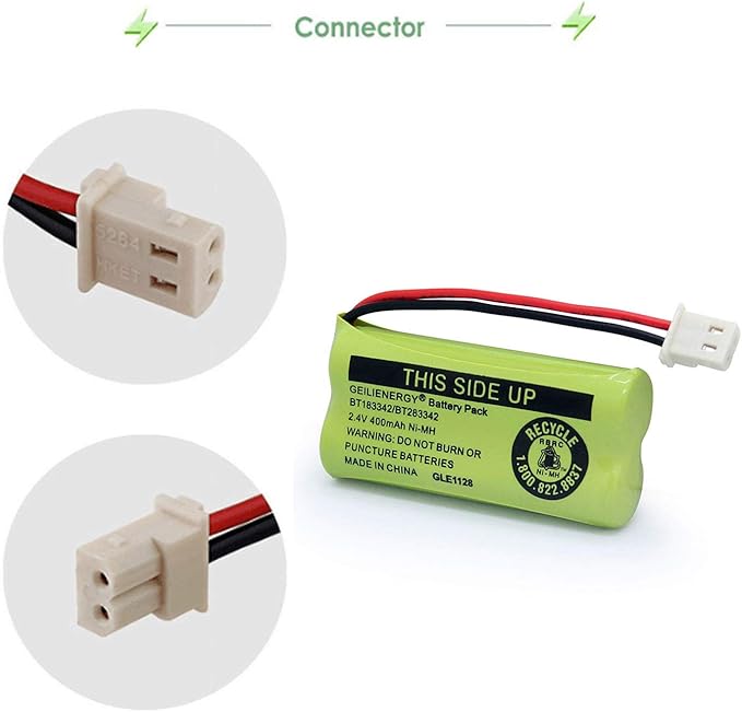 GEILIENERGY BT162342/BT262342 Battery Compatible for BT183342/BT283342 BT166342/BT266342 VTech CS6114 CS6419 CS6719 at&T EL52300 CL80111 Cordless Phone (Pack of 2)