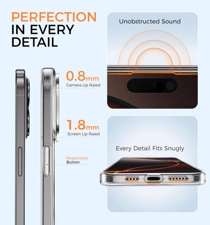 MAGIC JOHN 360° Rotatable Magnetic Invisible Stand for iPhone 16 Pro Case [Camera Control Button] [Compatible with MagSafe] 16FT Shockproof for iPhone 16 Pro Case 6.3'' with Kickstand, Clear