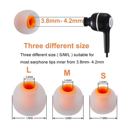 Earbud Tips Soft Silicone Earbuds Replacement Tips Fit for in-Ear Headphones(Inner Hole from 3.8mm - 4.2mm Earphones) 9 Pairs S/M/L