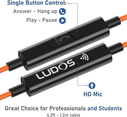 LUDOS Ultra USB C Headphones for iPhone 16 15 Pro Max Plus iPad Pro, 5 Years Warranty, Magnetic USB-C Earbuds for Samsung Galaxy S24 S23 Ultra S22 S21 FE S20 A55 A54 A53, USB Type C Earphone - Orange