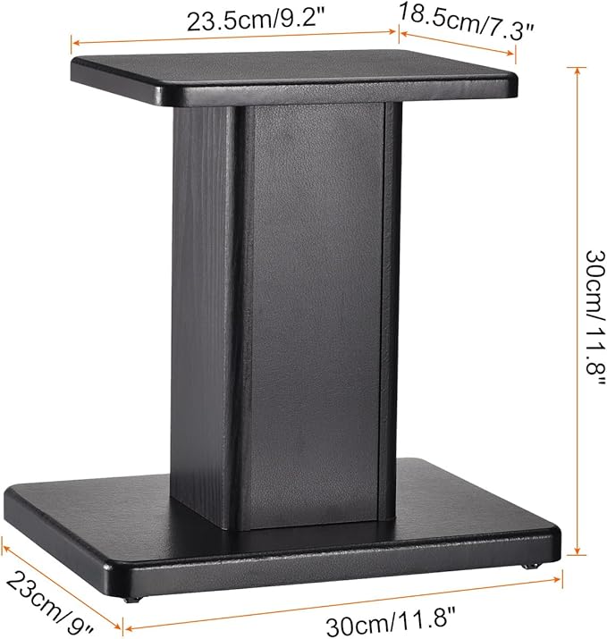 MECCANIXITY Wood Speaker Stands, 2 Pack 11.8 Inch (30cm) Universal Speaker Stand Hollowed Bases Enhanced Audio Listening for Home Theaters Cinema