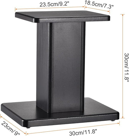 MECCANIXITY Wood Speaker Stands, 2 Pack 11.8 Inch (30cm) Universal Speaker Stand Hollowed Bases Enhanced Audio Listening for Home Theaters Cinema