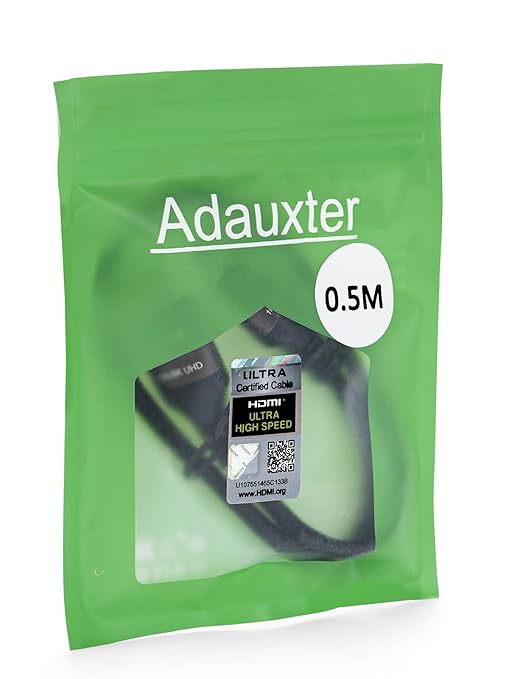 Certified 10K 8K HDMI 2.1 Cable 1.64 FT, 48Gbps Ultra High Speed HDMI Cable with Ethernet 4K 240Hz 165Hz 144Hz 120Hz 8K60Hz eARC HDCP2.3 HDR10+ PC Laptop TV Monitor Projector