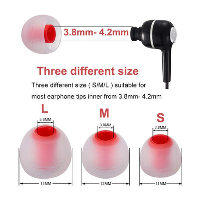 Earbud Tips Soft Silicone Earbuds Replacement Tips Fit for in-Ear Headphones(Inner Hole from 3.8mm - 4.2mm Earphones) 9 Pairs S/M/L