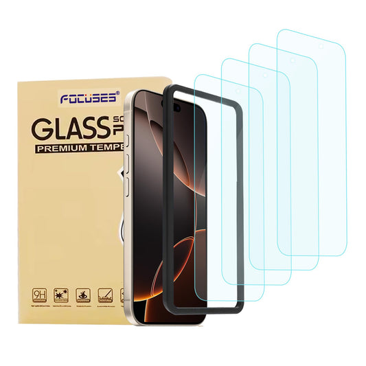 Focuses 4 Pack Anti Blue Light Screen Protector for iPhone 16,iPhone15 [6.1inch] with Installation Frame,9H+ Anti Blue Light Tempered Glass, Anti-Scratch, Case Friendly