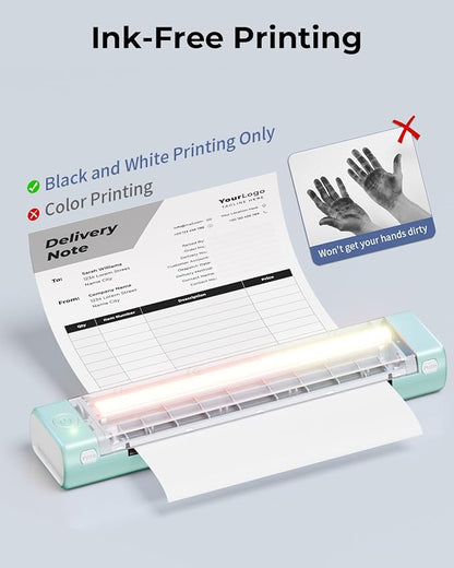 Phomemo Inkless Portable Printer for Travel - Wireless Thermal Printer Compatible with Phone & Laptop, Bluetooth Printers Supports 8.5" X 11" Letter Thermal Paper, Come with Carry Case