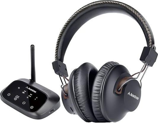 Avantree HT5009 - Wireless Headphones for TV Watching with Clear Dialogue Mode, Enhanced Volume & Comfortable Fit for Seniors, 40hrs Bluetooth Headset, 164ft, Pass-Through Support, No Audio Delay