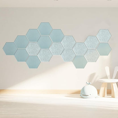 Mollywell Hexagon Acoustic Panels, High Density, Soundproofing, Decorative Noise Reduction Felt Wall Tiles for Ceilings, Home Office & Gaming Room (Smoke Green), 14x12x0.4 Inch