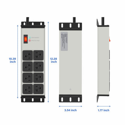 CCCEI 12 Gauge Heavy Duty Power Strip, 8 Ports, Grey, 20FT.