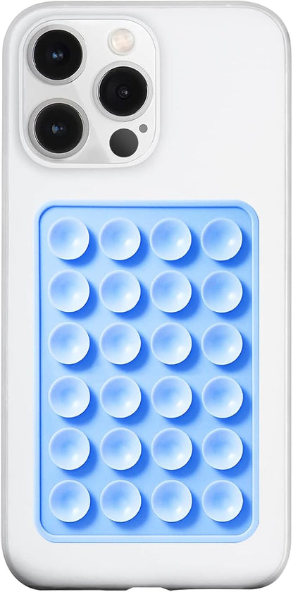 Silicone Suction Phone Case Mount, Silicon Adhesive Phone Accessory for Smartphones, Hands-Free Mirror Shower Phone Holder for Selfies, Tiktok Videos (Sky Blue)