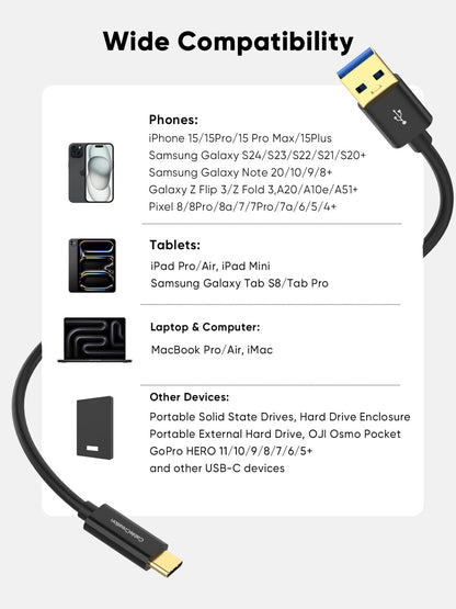 CableCreation USB C to USB A Cable 3FT,Type C to USB 3.1 3.2 Gen2 10Gbps