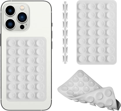 Silicone Double-Sided Suction Phone Case Detachable Mount, Car Dashboard Phone Holder, Fidget Sticky Grip Phone Accessories, Hands-Free Trending Stuff Stand for ASMR/TikTok/Gym/Cooking Creator(White)