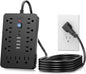 JouleLoom 20 FT Flat Plug Surge Protector Power Strip,11 Multiple AC Outlets with 6 USB Ports (2 USB C), 20 Feet Extension Cord, 1250W/10A, One Touch Switch Button, 17 in 1 Compact powerstrip