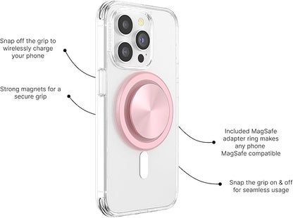 PopSockets Phone Grip for MagSafe with Kickstand, Magnetic Stand, Swappable Top, Secure Hold for iPhone MagSafe Cases, Phone & Tablet Grip - Dusty Rose