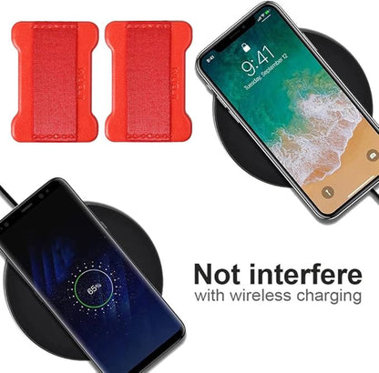 Universal Phone Grip for Smartphones - Phone Holder for Hand - Wireless Charging Compatible (Red) - 2Pack