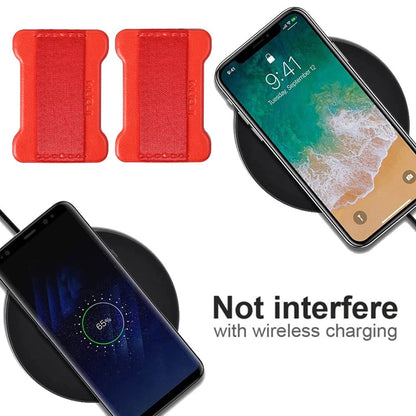 WUOJI Universal Phone Grip for Smartphones - Phone Holder for Hand - Wireless Charging Compatible (Red) - 2Pack