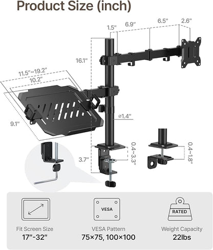 monTEK Monitor and Laptop Stand for 32" Screen and 17" Laptop