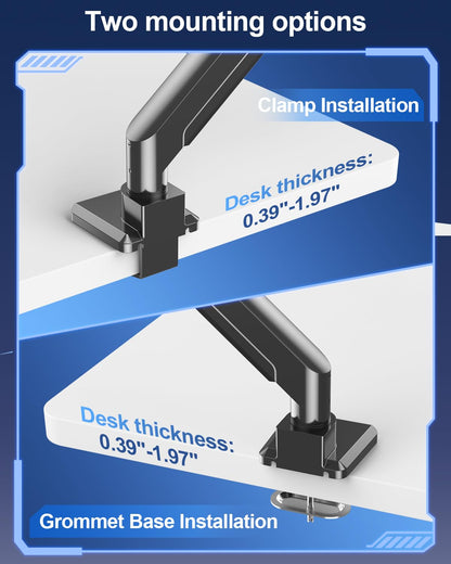 MOUNT PRO Heavy Duty Monitor Arm for Max 49 Inch Ultrawide Screens up to 44 lbs, Aluminum Premium Single Monitor Mount for Samsung Odyssey G9 and More, Adjustable Display Desk Stand, VESA 100x100mm