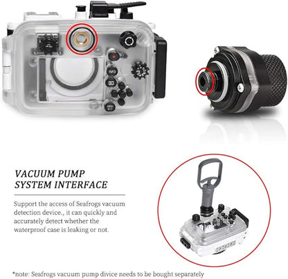 Seafrog WPC-TG6 Waterproof housing case Underwater Diving 195FT/60M Works for Olympus TG-6 Cameras White(Housing + Red Filter)