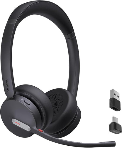 Yealink BH70 UC Wireless Bluetooth Headset with Microphone for Work, up to 35h Talking Battery, Teams UC Compatible Headsets for Computer Mobile, 147g Lightweight Headphone for Open Office 50m Range