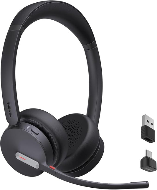Yealink BH70 UC Wireless Bluetooth Headset with Microphone for Work, up to 35h Talking Battery, Teams UC Compatible Headsets for Computer Mobile, 147g Lightweight Headphone for Open Office 50m Range