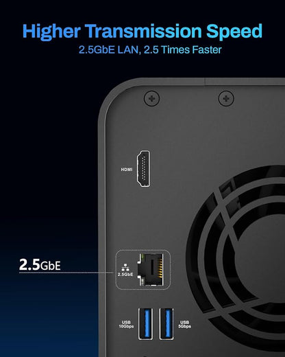 TERRAMASTER F2-425 2-Bay NAS Storage - Intel x86 Quad-Core CPU, 4GB RAM, 2.5GbE LAN, Network Attached Storage Multimedia Server for Home Users (Diskless)