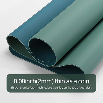 YSAGi Desk Mat, Desk Pad, 35.4" x 17" Laptop Leather Desk Pad Protector, Large Leather Desk Blotter for Keyboard and Mouse, Dual-Sided Desk Writing Pad for Office (Pistachio Green + Green Blue)