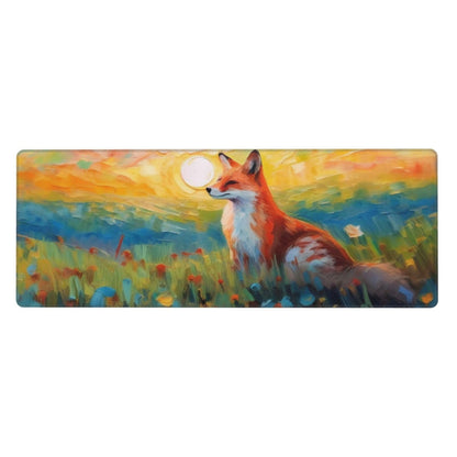 Gaming Mouse Pad, Large Non-Slip Rubber Base Mousepad, Keyboard Mouse Mat, Desk Pad with Stitched Edges, 31.5x11.8inch, Fox