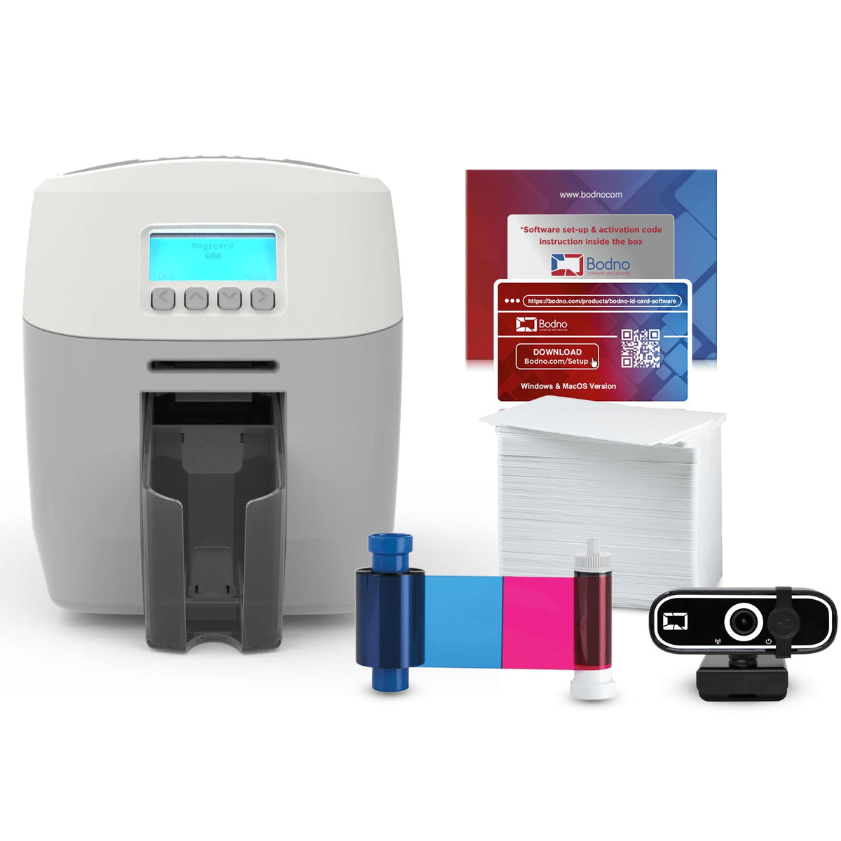 Bodno Magicard 600 Dual Sided ID Card Printer & Complete Supplies Package ID Software - Gold Edition