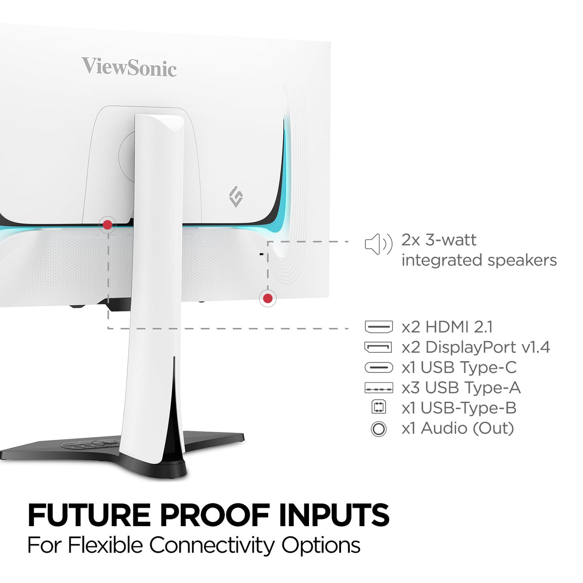 ViewSonic XG272-2K-OLED 27 Inch 1440p 240Hz OLED Ergonomic White Gaming Monitor with up to 0.01ms, FreeSync Premium, G-Sync Compatibility, RGB, and USB-C, HDMI v2.1, DP Inputs