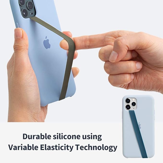 Sinjimoru Stretchable Silicone Phone Strap, Flexible and Elastic Grip Holder for iPhone & Android, Secure Phone Loops Finger Grip with Wireless Charging Support Sinji Loop Mint