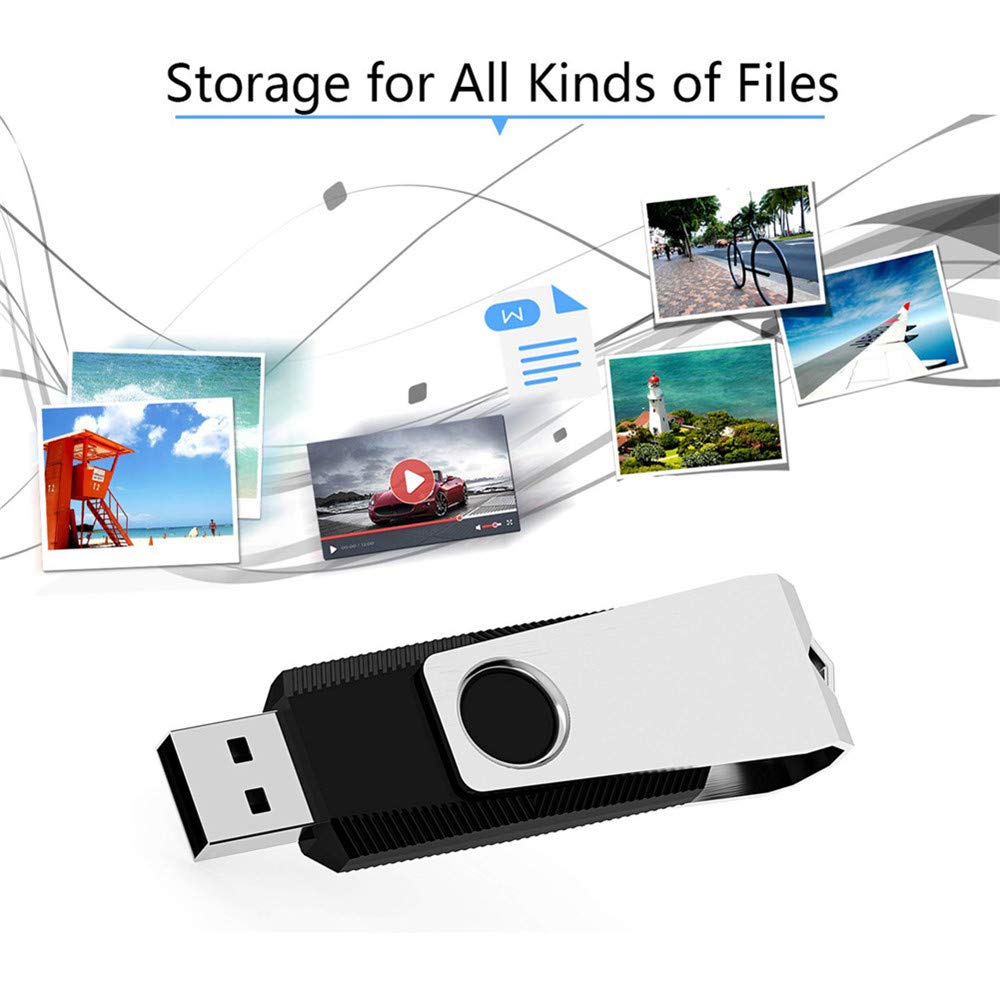 KEXIN Bulk USB 50 Pack 1GB USB Flash Drives Flash Drive Thumb Drive Bulk Flash Drives Swivel USB 2.0 (1G, 50PCS, Black)