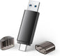 256GB USB C Flash Drive Dual USB 3.0 Flash Drive Type C + USB A Portable Type-C Flash Drive 2-in-1 USB-C Thumb Drive for Smartphone Tablet Computer Mac iPhone 16/17 Black