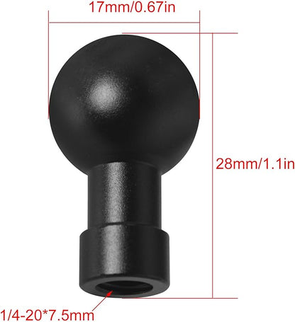 2PCS Ball Head to 1/4 Female Photo Bracket Conversion Accessories Aluminium Alloy 17mm Direct Broadcast Bracket Accessories Mobile Phone Mounting Bracket for Camera Mobile Phone GPS