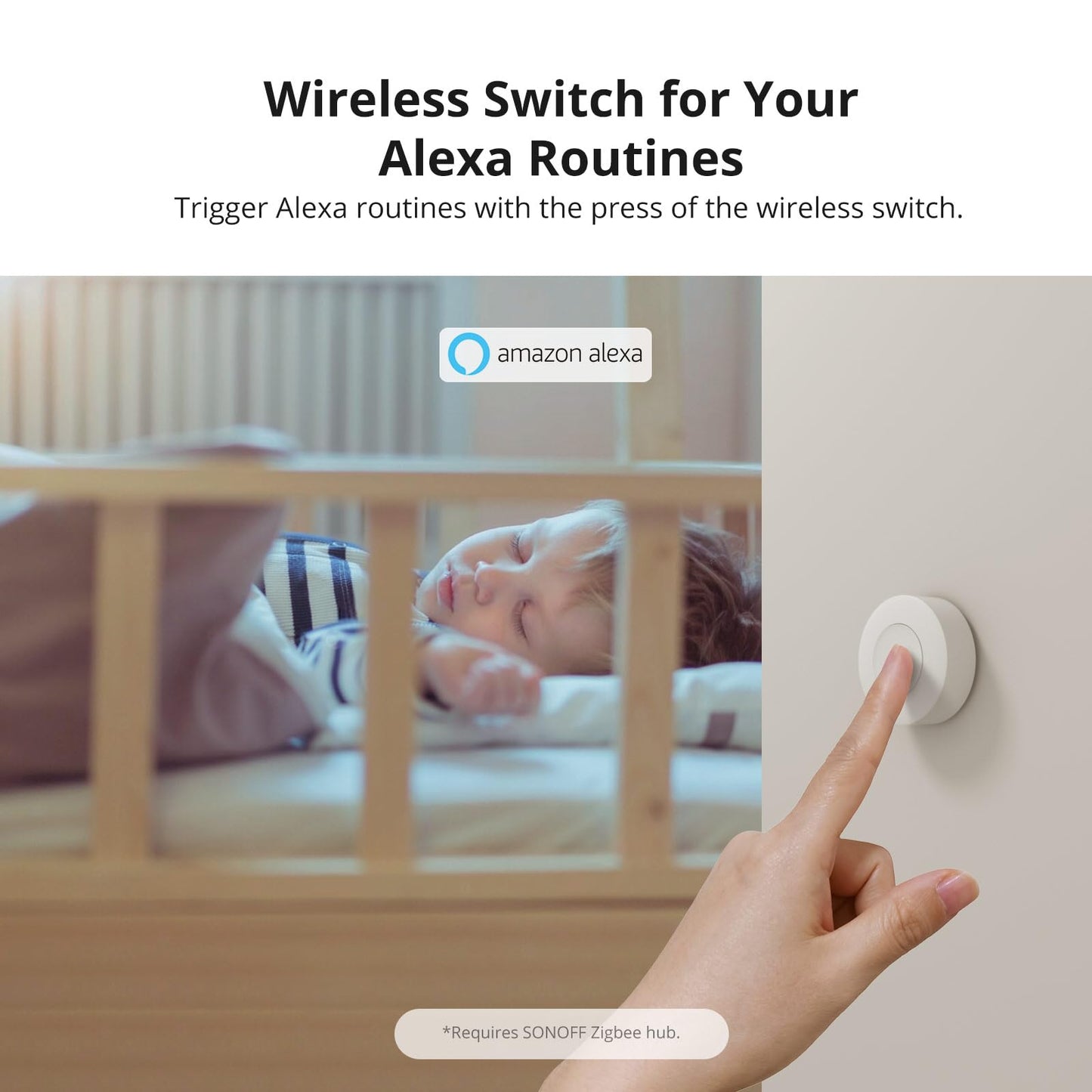 SONOFF Zigbee Switch, SNZB-01P Wireless Push Button, Supports to Create Smart Scenes, Trigger the Connected Devices on eWelink APP with Three Control Options, SONOFF ZigBee Bridge Required, 1Pack