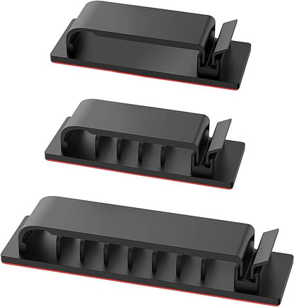 Cable Management Clips, 20Pcs Cord Organizers Wire Clips Cord Holder for TV PC Ethernet Cable Desk Home Office (Black)