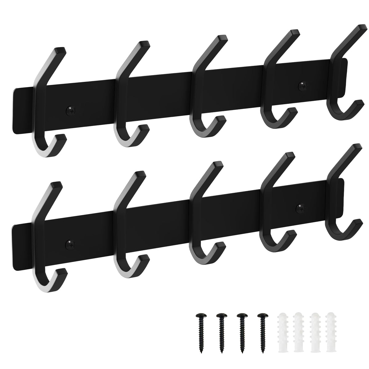 VAEHOLD Hat and Coat Wall Mount Rack - Hooks for Robes, Bags, Keys, and Towels - Bathroom Towel Hanger Organizer (White, “T“ Shape 3 Hooks 2 Pack)