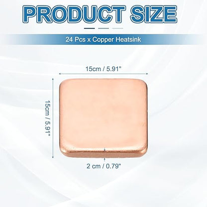PATIKIL Copper Heatsink Pad Shims, 24 Pcs 15x15x2mm Copper Pad Shim IC Chipset GPU CPU Thermal Heatsink for Cooling Laptop Desktop Computer