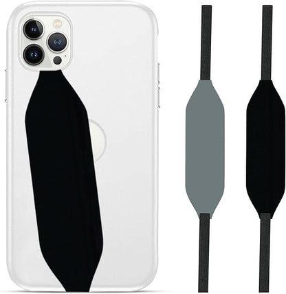 Phone Grip Strap - Reversible Finger Holder for Phone Back, Customizable Anti-Slip Design, Wireless Charging Compatible Detachable Holder for iPhone - Black & Grey