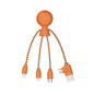 Xoopar - Mr Bio 4 in 1 Multi USB Cable Octopus Design Black - Universal Recycled Plastic Charger - USB Plug - USB-C - Lightning - Micro USB for Universal Smartphone