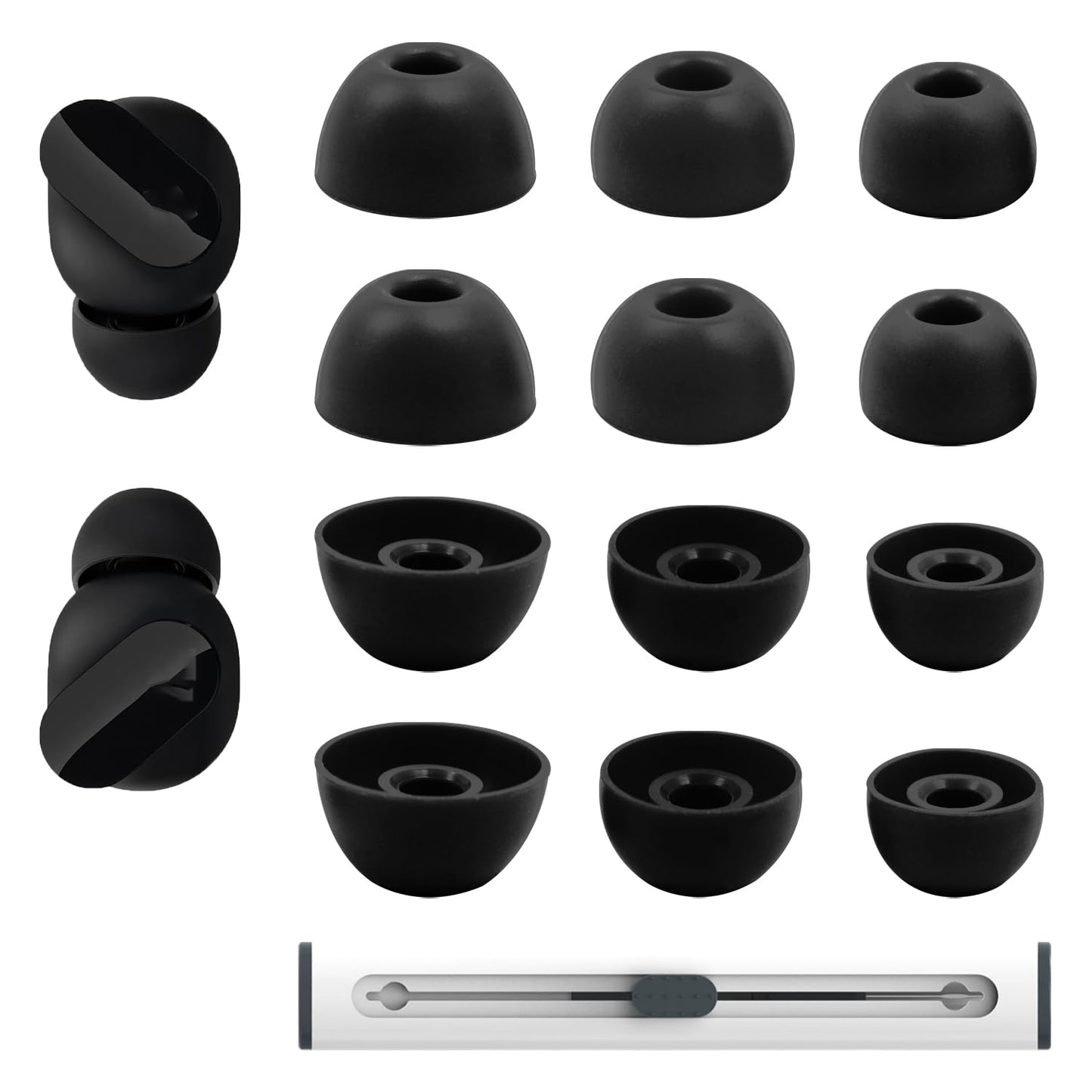 Replacement Silicone Ear Tips for Beats Fit Pro/Studio Buds/Studio Buds+ Headphone, 6 Pairs Earbuds Eartips L/M/S, Eargels Set Fit in Case, Earplug Ear Cap (Black with Pen)