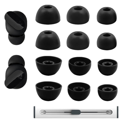 Replacement Silicone Ear Tips for Beats Fit Pro/Studio Buds/Studio Buds+ Headphone, 6 Pairs Earbuds Eartips L/M/S, Eargels Set Fit in Case, Earplug Ear Cap (Black with Pen)