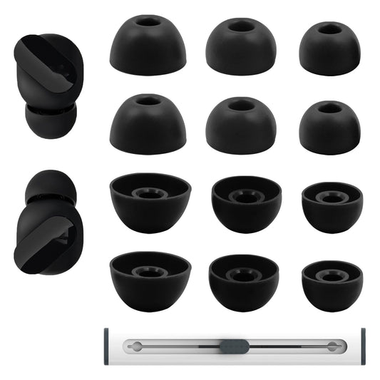 Replacement Silicone Ear Tips for Beats Fit Pro/Studio Buds/Studio Buds+ Headphone, 6 Pairs Earbuds Eartips L/M/S, Eargels Set Fit in Case, Earplug Ear Cap (Black with Pen)