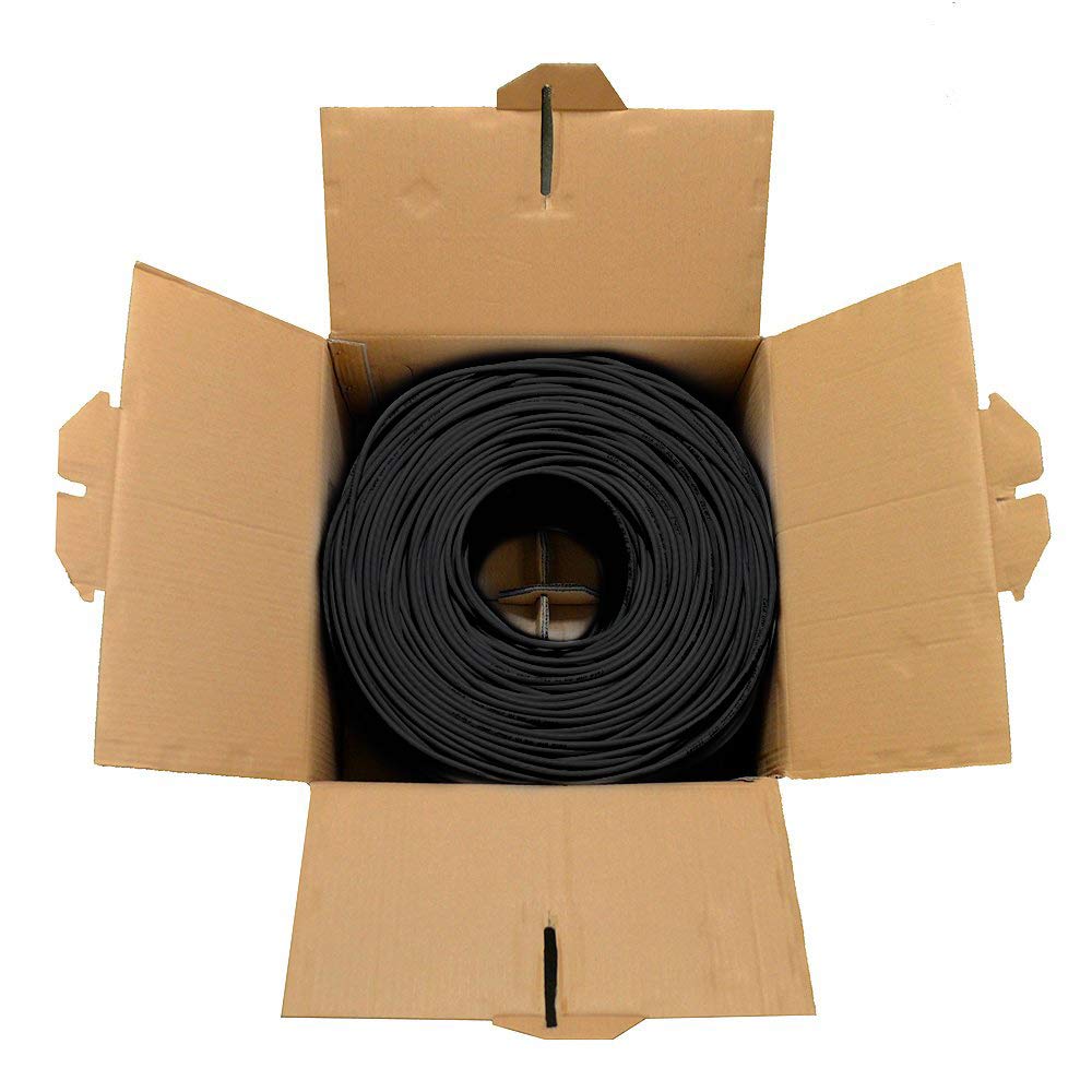 Dripstone CAT6 1000ft Bulk Ethernet Cable 23AWG Solid CCA UTP 550MHz Black